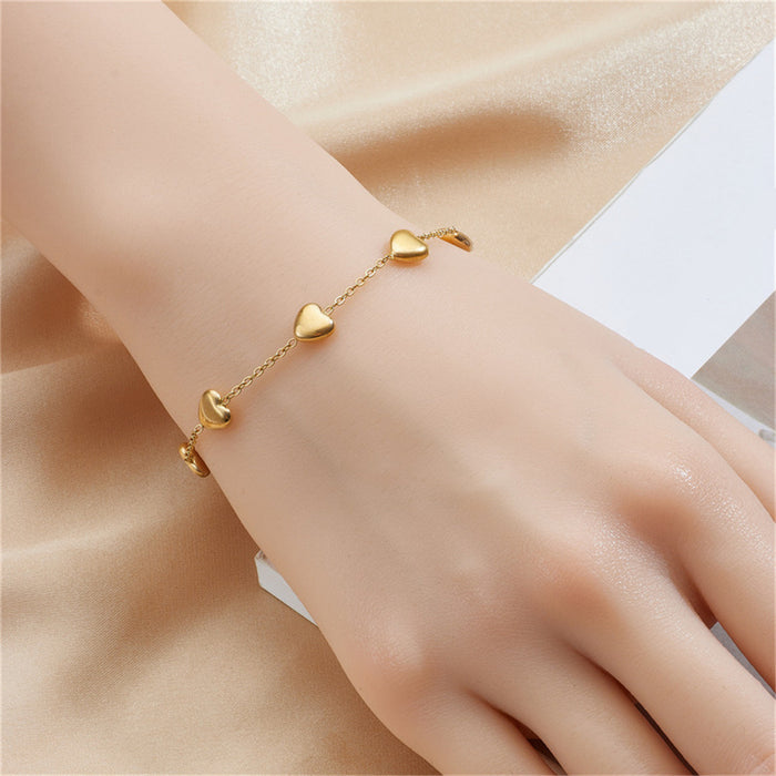 Wholesale Three dimensional smooth heart-shaped necklace versatile all body titanium steel bracelet heart-shaped bracelet