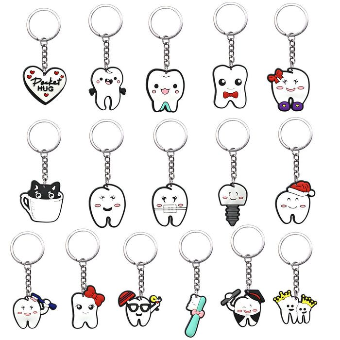 Wholesale 10 PCS  Cartoon Keychain School Bag Pendant Ring Hanging PVC Soft Glue Keychain