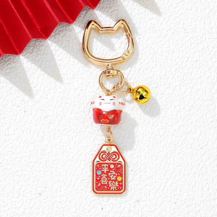 Wholesale Ceramic Lucky Cat Keychain Cute Decorative Accessory for Gift Boutique Resale MOQ≥2