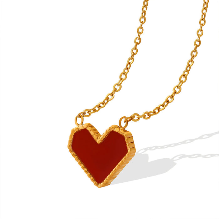 Wholesale Love collarbone chain titanium steel necklace gold-plated retro peach heart versatile accessory jewelry