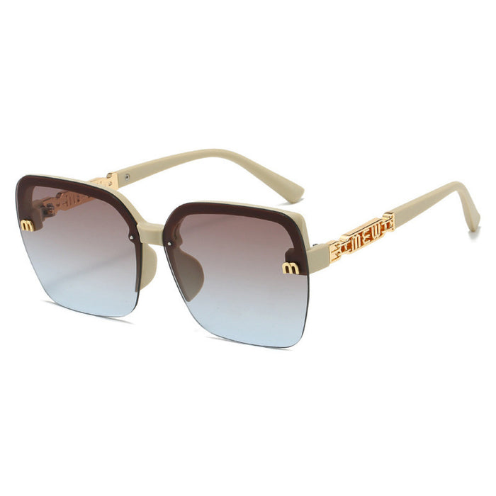 Wholesale New high-end semi framed square round face sunglasses with UV protection