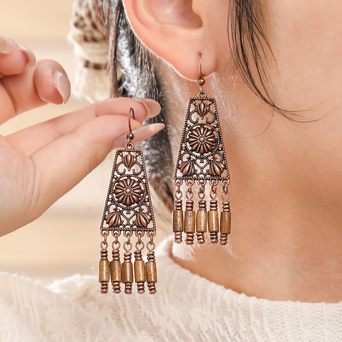 Wholesale Zinc Alloy Tassel Earring Set 12 Pairs - Vintage Ethnic Style Jewelry MOQ≥2