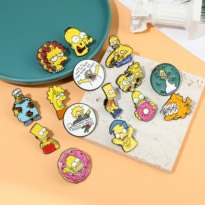 Wholesale Cartoon Simpsons Brooch Alloy Oil Dropping Badge Bag Clothes Accessories