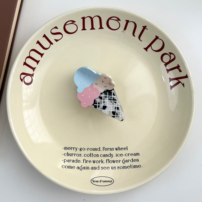 Wholesale Cute Acetate Ice Cream Claw Clip For Women Black White Cone Design Hair Updo Accessory Chic Boutique Resale