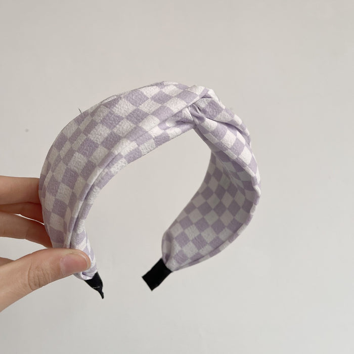 Wholesale Checkerboard Wide-brimmed Fabric Headband JDC-HD-Wupei001