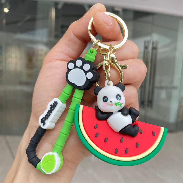Wholesale Fruit Panda Keychain Keychain Backpack Pendant Doll Grabbing Machine Doll