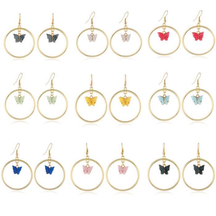 Wholesale Earring Metal Creative Earring Butterfly MOQ≥2 JDC-ES-ZL035