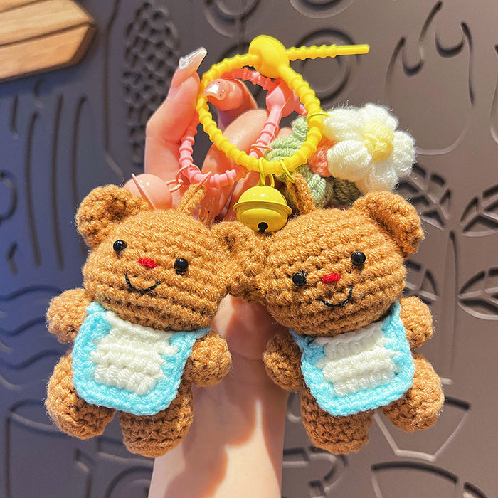 Wholesale Plush Cream Bear Keychain Cute Cartoon Bear Doll Keychain Couple's Bag Small Pendant Small Gift