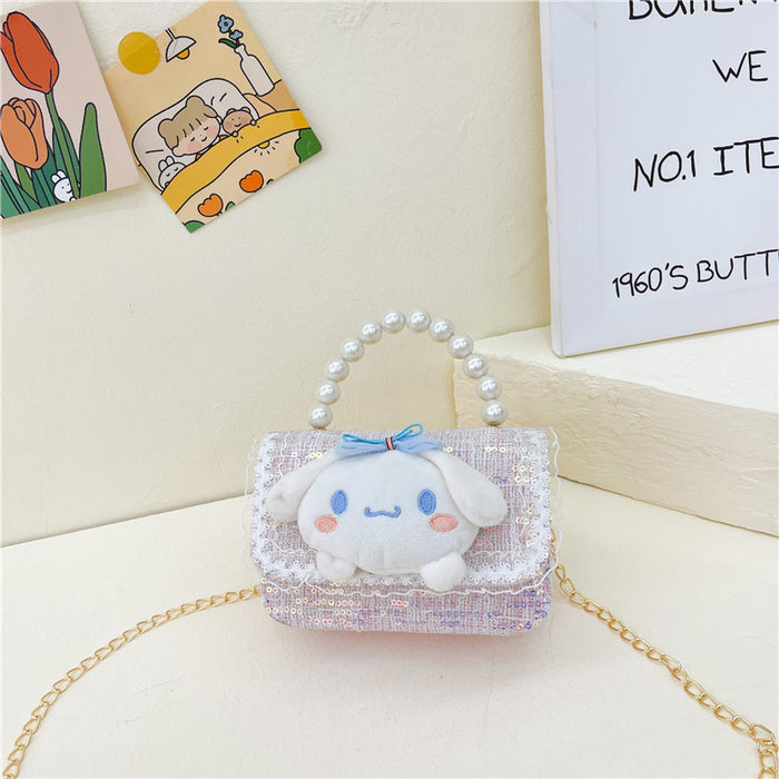 Wholesale PU Sequin Children's Accessories Bag Pearl Portable Shoulder Crossbody Bag JDC-SD-GM004