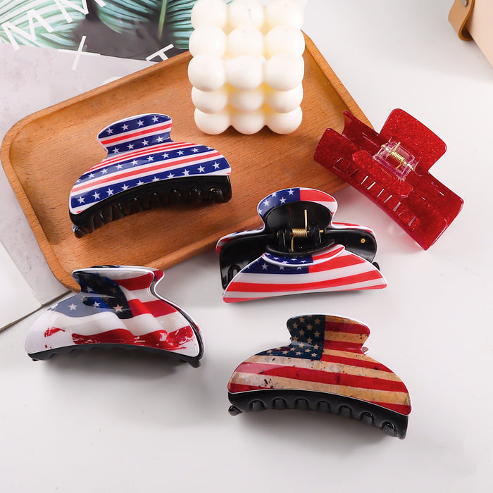 Wholesale Gold Powder Rectangular Clip Striped Star Hair Clips