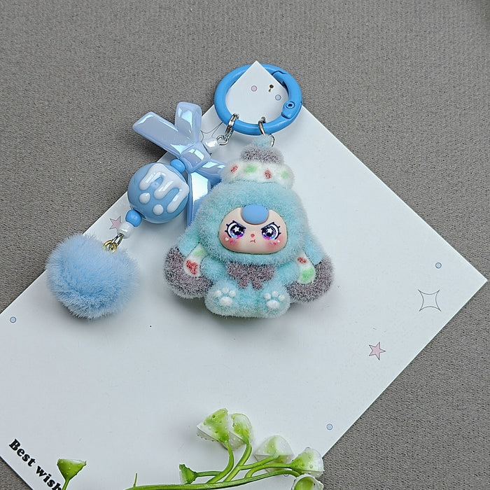 Wholesale Flocked Cartoon Cute Particle Keychain Bag Charm