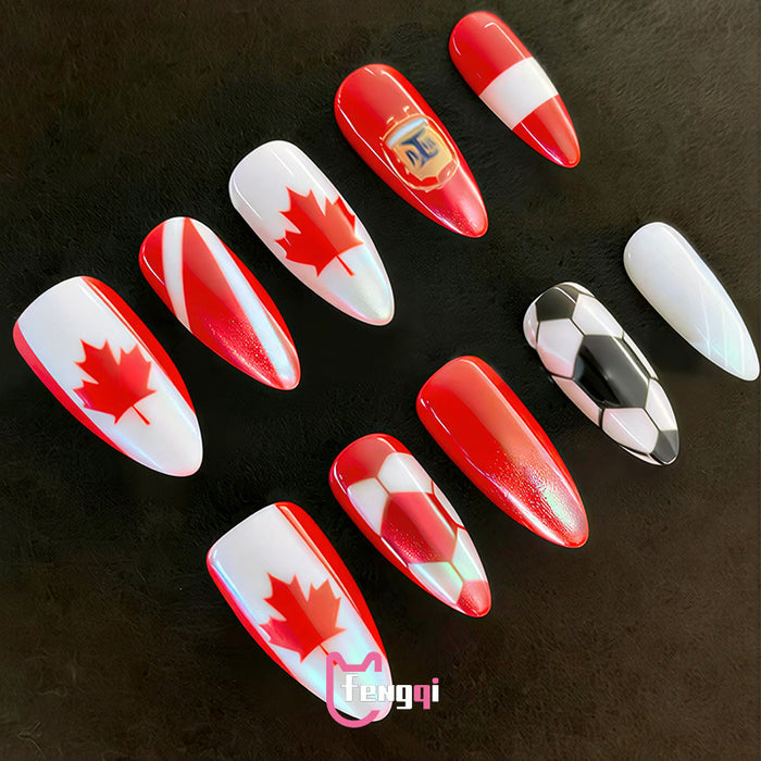 Wholesale 3pcs World Cup Stylish European American Fake Nails Party Nail Art Accessory