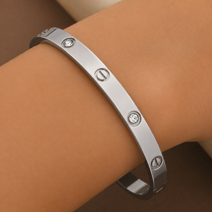 Wholesale Trendy Gold Tone Stainless Steel Bangle Bracelet Chic Jewelry Accessory