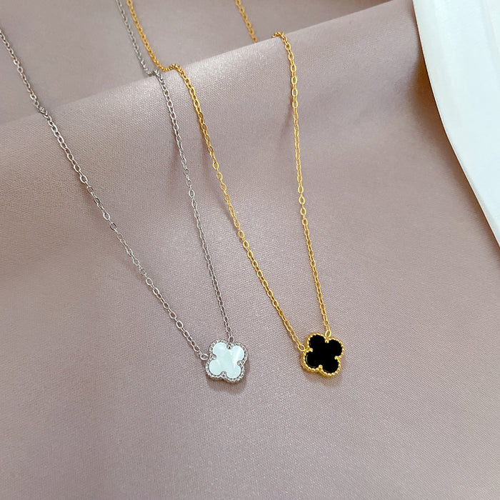 Wholesale Titanium Steel Clover Real Gold Necklace JDC-NE-LG039