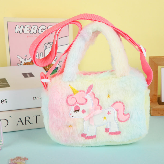 Wholesale Children' s Cute Unicorn Plush Shoulder Bags Cartoon