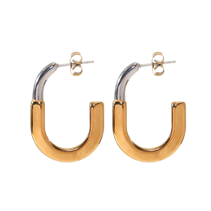 Wholesale Jewelry Gold Stainless Steel Earrings Personalized Two tone Earrings