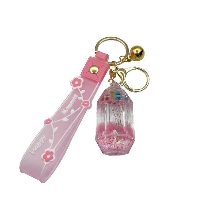 Wholesale Acrylic Oiled Quicksand Dried Flower Keychain JDC-KC-ManL006