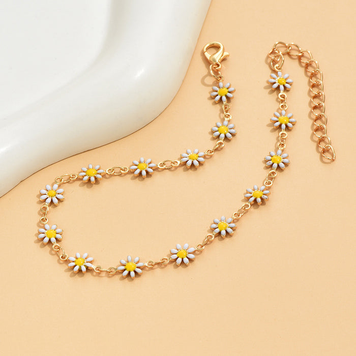 Wholesale Trendy Alloy Flower Anklet Simple Design Vacation Jewelry MOQ≥2