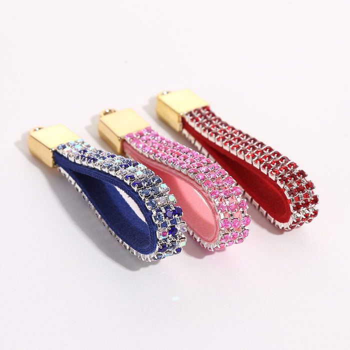 Wholesale Full diamond key chain accessories claw chain sliver DIY key chain small portable rhinestone key rope