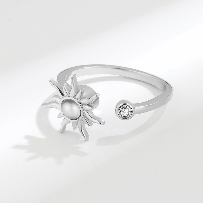 Wholesale Chic Adjustable Sunflower Ring In Gold Tone Copper Spinning Stress Relief Ring For Women Boutique Jewelry Resale