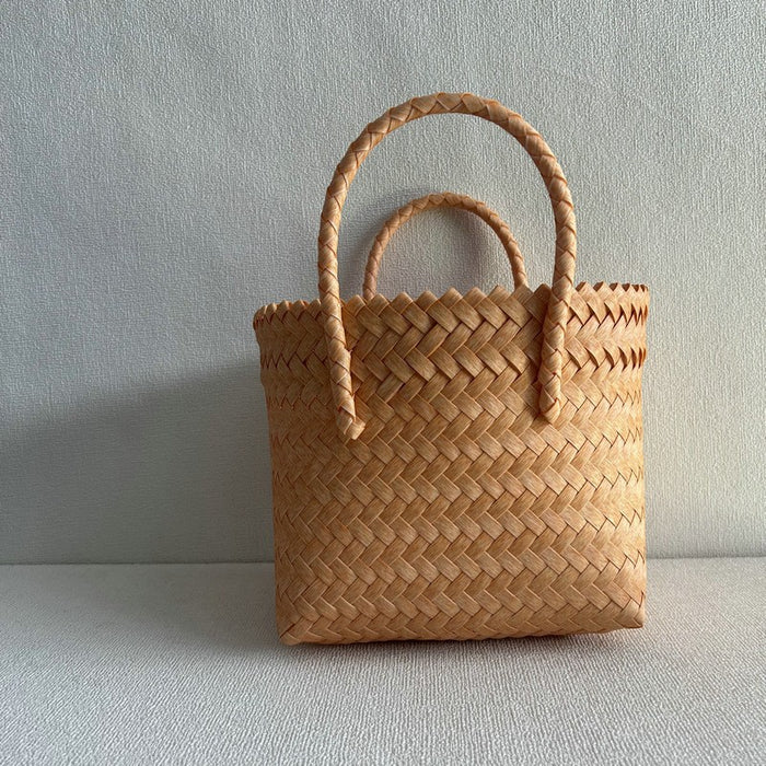 Wholesale Hand-Woven Handbag Large Capacity Plastic Woven Basket Small Square Bag Accompanying Gift Bag Simple Portable All-Match Women's Bag