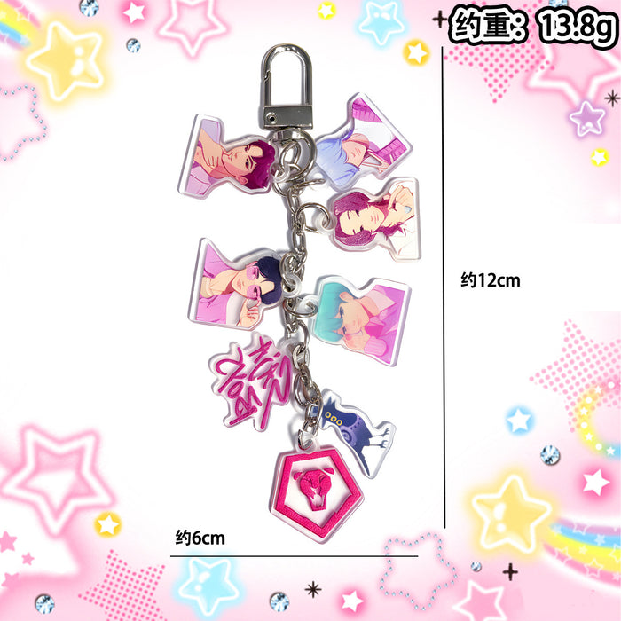 Wholesale Long string of cute K-pop cartoon character acrylic keychains