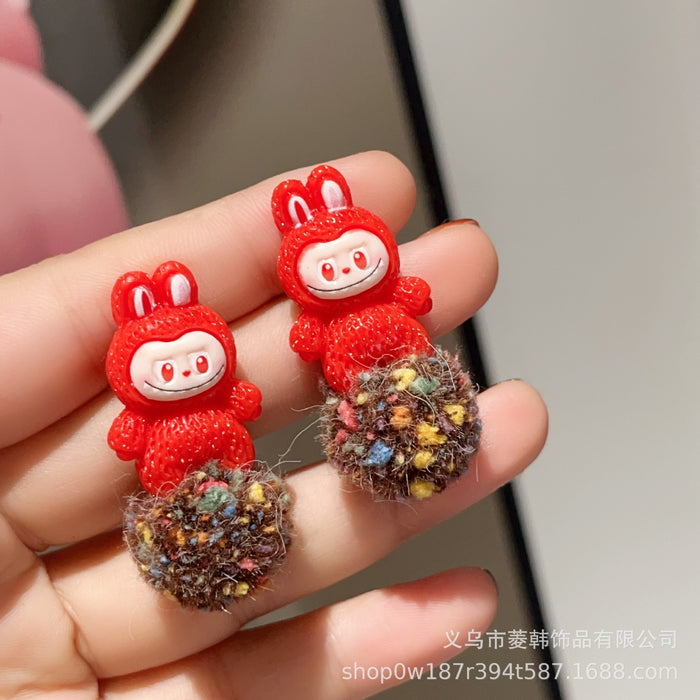 Wholesale Fashionable furry cute earrings 925 silver needle
