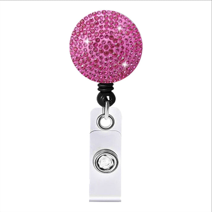 Wholesale Round Color AB Rhinestone Telescopic Clip Easy Pull Keychain JDC-KC-QiDing009