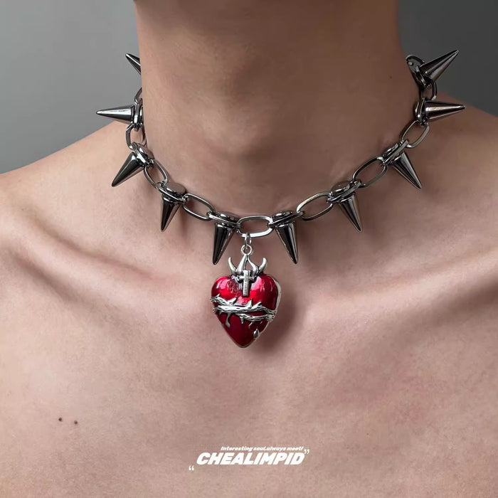 Wholesale Imprisoned Love Rivet Punk Necklace Hip Hop Street Men's and Women's Clavicle Chain