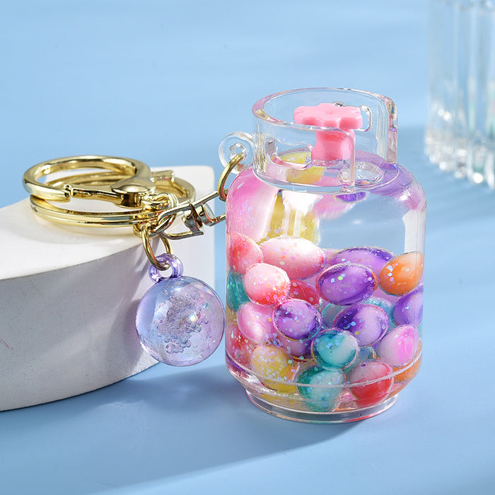 Wholesale Acrylic Oiled Color Iceberg Milk Tea Cup Keychain JDC-KC-ShuangD012