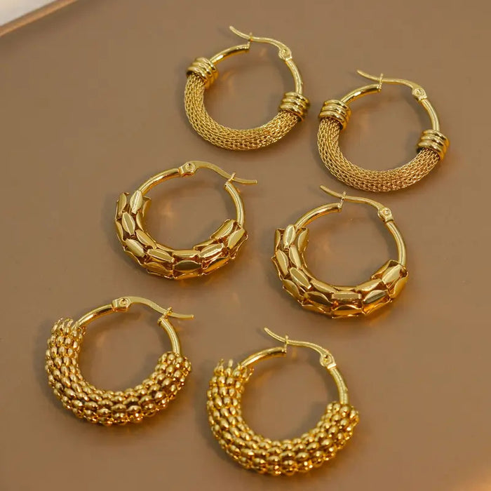 Wholesale Stainless steel mesh rice ear earrings