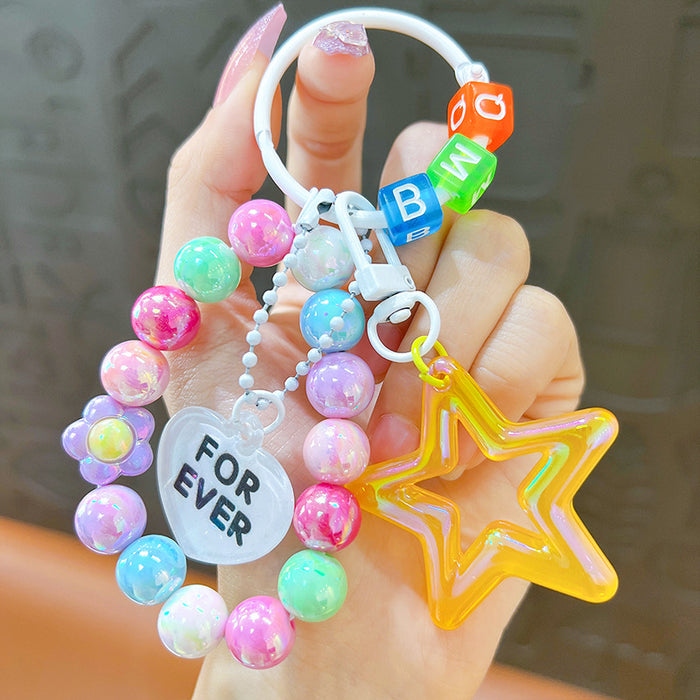 Wholesale Acrylic Cartoon Beaded Five-pointed Star Keychain JDC-KC-YanG066