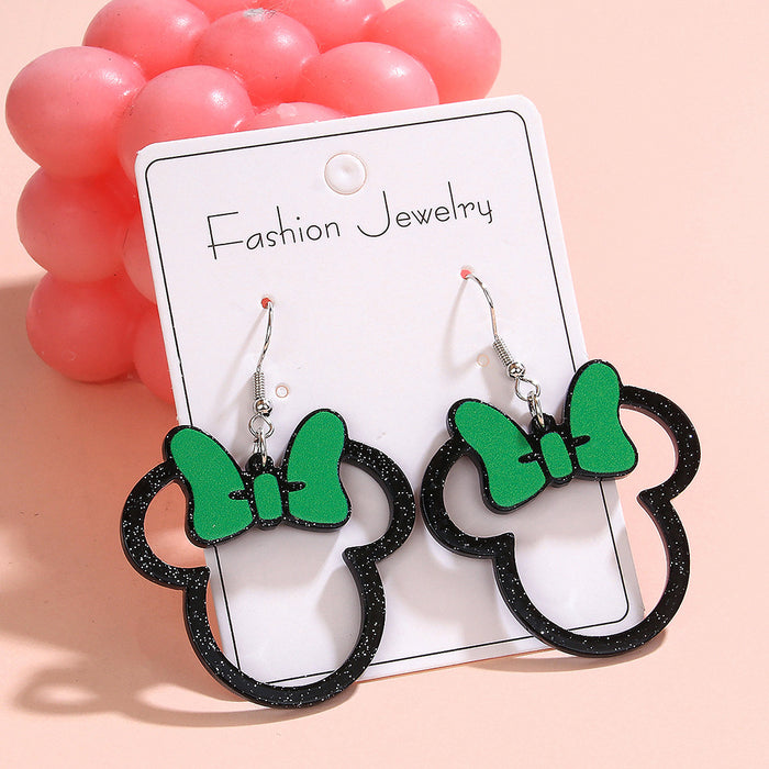 Wholesale Multicolor Bow Hollow Acrylic Earrings Cute Cartoon Character Earrings Ladies Gift