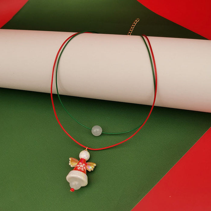 Wholesale Christmas Double Necklace Luminous  Christmas Hat Snowflake Christmas Tree Necklace