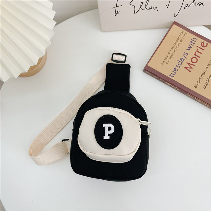 Wholesale Fashion letter crossbody small chest bag, contrasting color coin purse, baby outdoor accessory bag, children's bag