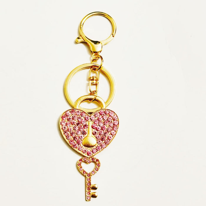 Wholesale Heart Rhinestone Keychain Bag Charm Stylish Keyring For Couple Travel Souvenir Boutique Resale