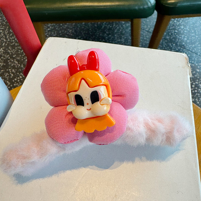 Wholesale Children' s Hairpin Cartoon Cute Flower Plush Grab Clip Autumn and Winter Girls'  Large Shark Clip Hair Grab Hairpin Headwear