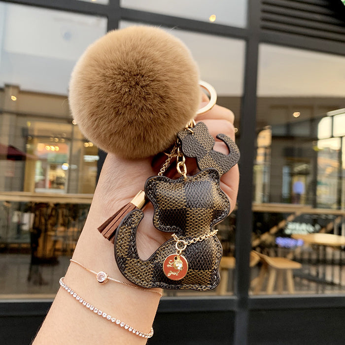 Wholesale Leather Cartoon Fur Ball Keychain (F) JDC-KC-ChengX001