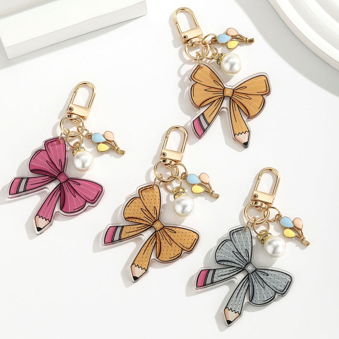 Wholesale Pearl Balloon and Bowknot Keychain