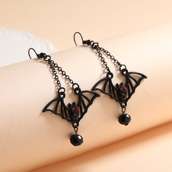 Wholesale Alloy Halloween Gothic Black Bat Earrings JDC-ES-HengX004