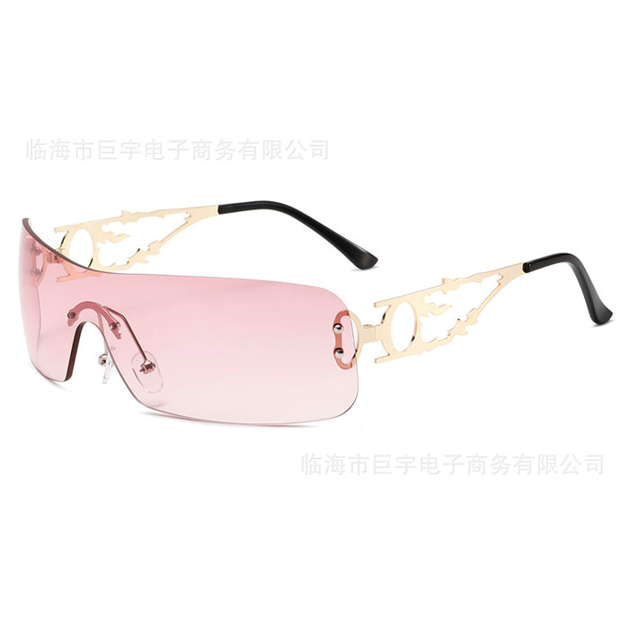 Wholesale New Fashion Sunglasses with Metal Large Frame, Personalized Borderless Integrated Sunglasses