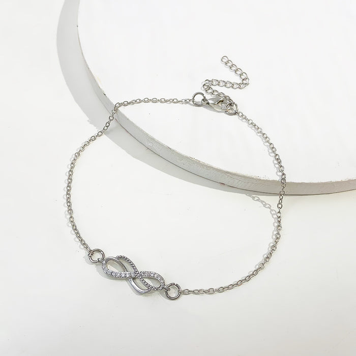Wholesale Figure-Eight Buckle Anklet Diamond-Encrusted Anklet Beach Foot Jewelry