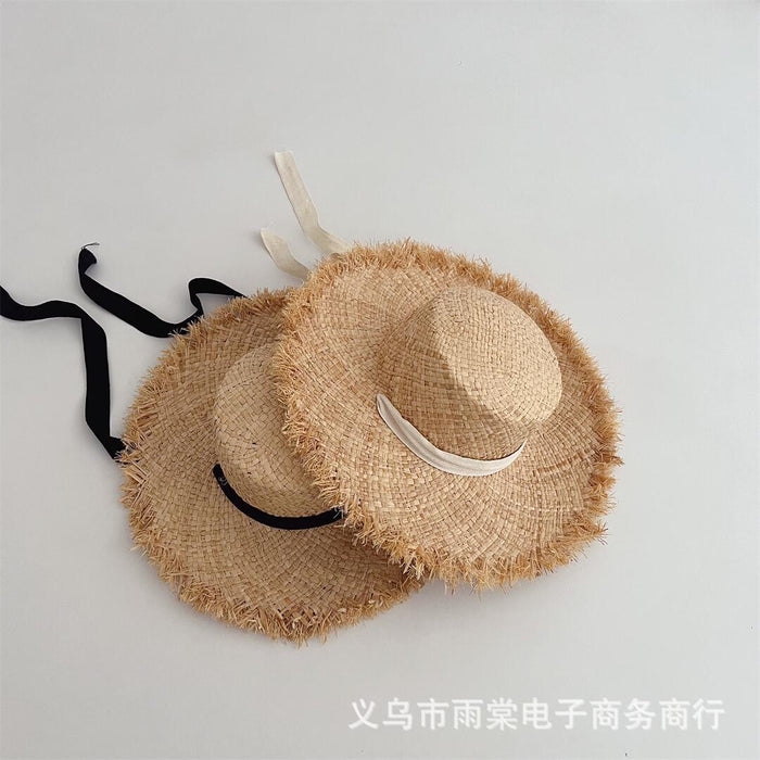 Wholesale Children's Hat Ins Large Eave Raffia Sunshade Hat Summer Straw Hat