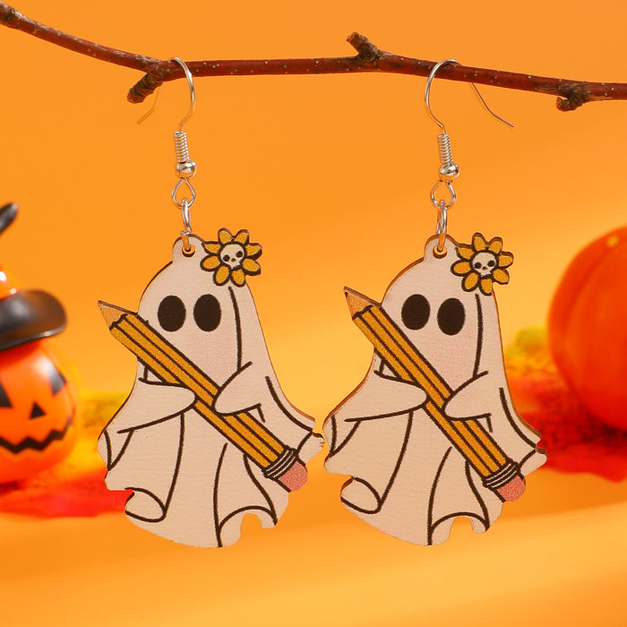 Wholesale  candy ghost hat earrings acrylic small holiday earrings cartoon cute funny earrings