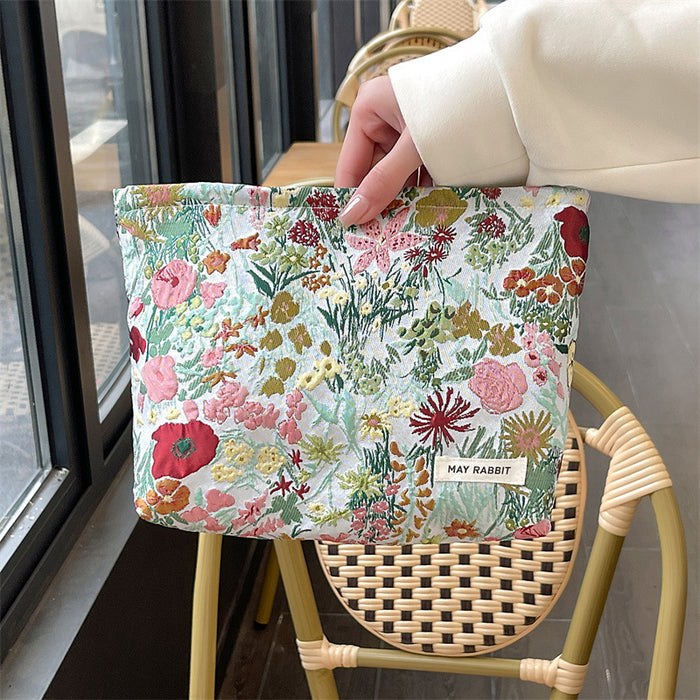 Wholesale Vintage relief makeup bag, large capacity canvas bag, inner liner bag