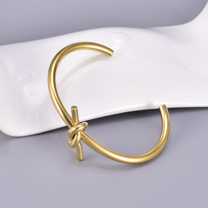 Wholesale Opening Bracelet Simple Geometry Stainless Steel Gold Knot