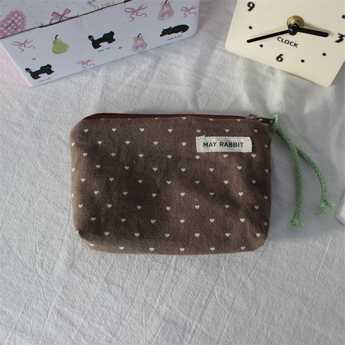 Wholesale Polka Dot Coin Purse Cotton Canvas Drawstring Pouch Stylish Wristlet Bag For Women Everyday Trendy Accessory
