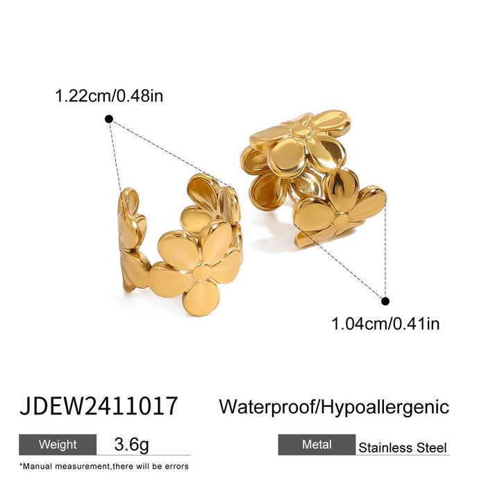 Wholesale Stainless steel flower earrings with high-end feel, no ear holes, ear bone clip, titanium steel earrings