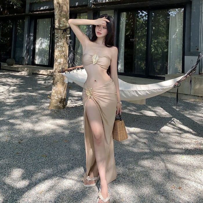 Wholesale Sexy bikini three piece skirt style split swimsuit