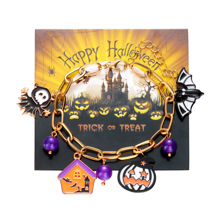 Wholesale Chain Bracelet for Women Halloween Pumpkin House Bat Ghost Pendant Bracelet